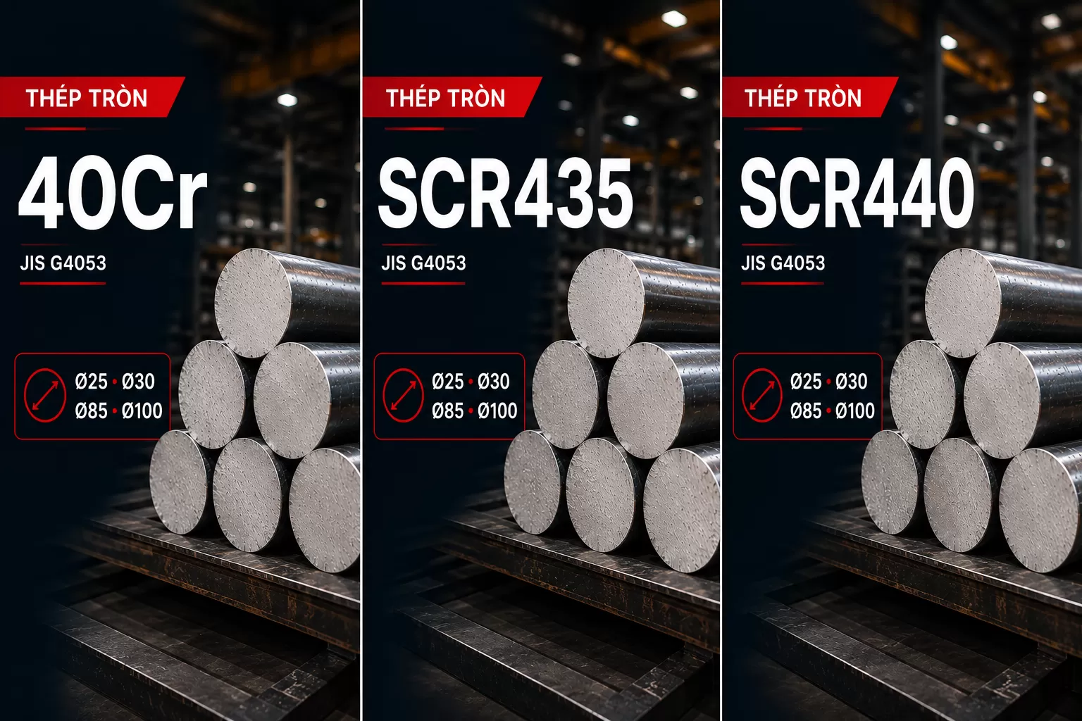 Thép tròn 40Cr SCR435 SCR440